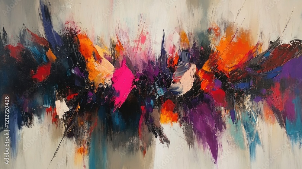 Poster dynamic colorful abstract painting with bold brushwork and energy