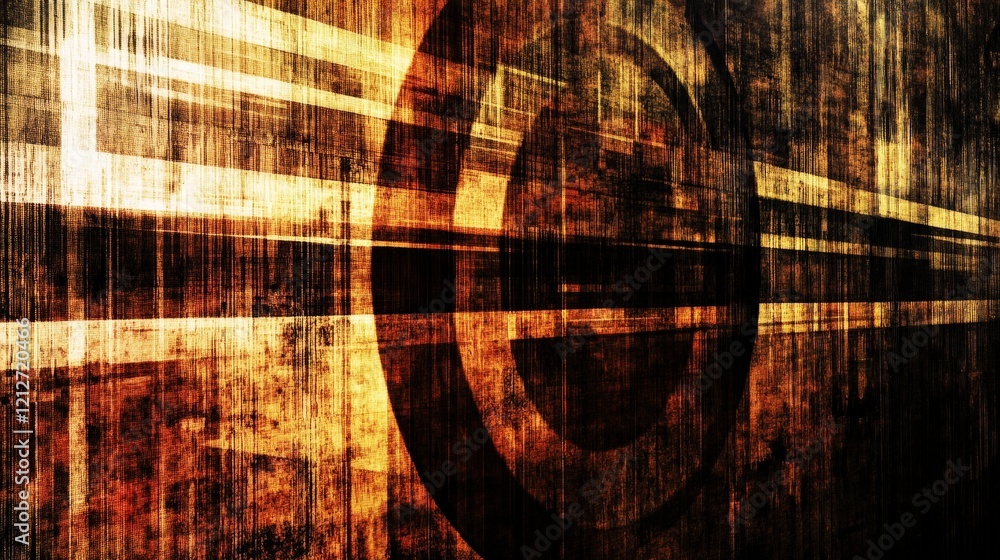 Poster abstract art design in warm tones with circular shapes and textures