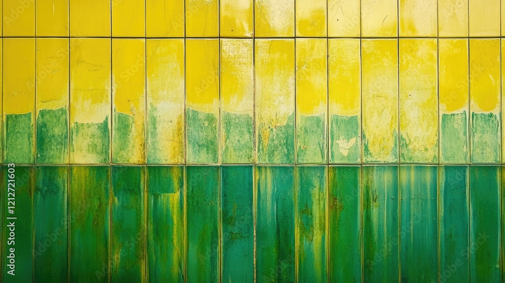 Aufkleber Abstract Vertical Yellow and Green Tiles with Textured Patterns and Gradient Effects