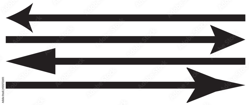 Poster set of long arrow vector, icon . horizontal double side arrow. straight long arrow vector icon set. 