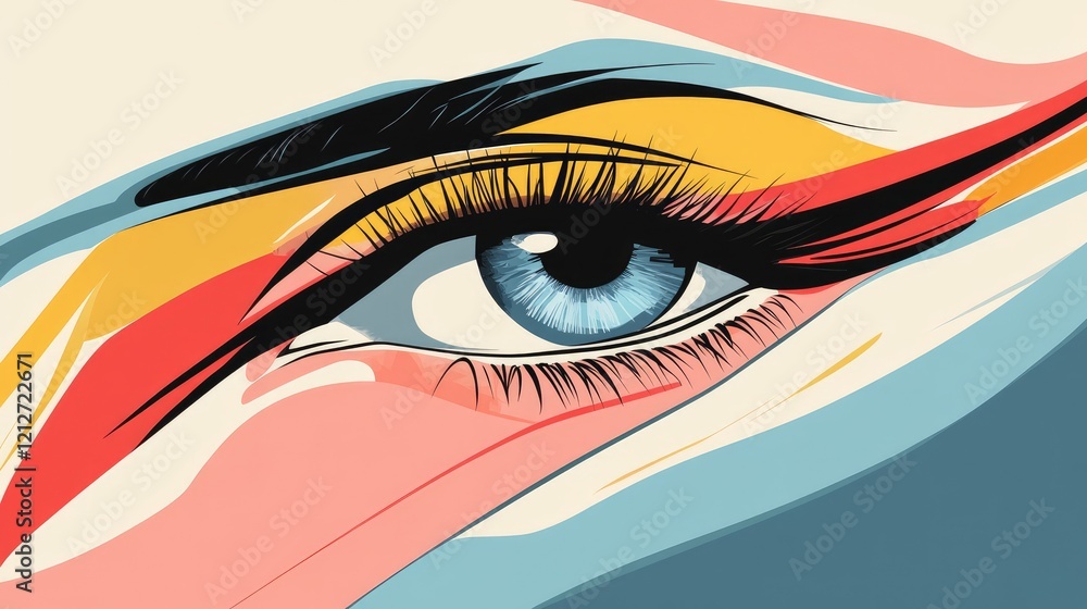 Poster abstract artistic eye representation with vibrant colors and modern design elements for conceptual v