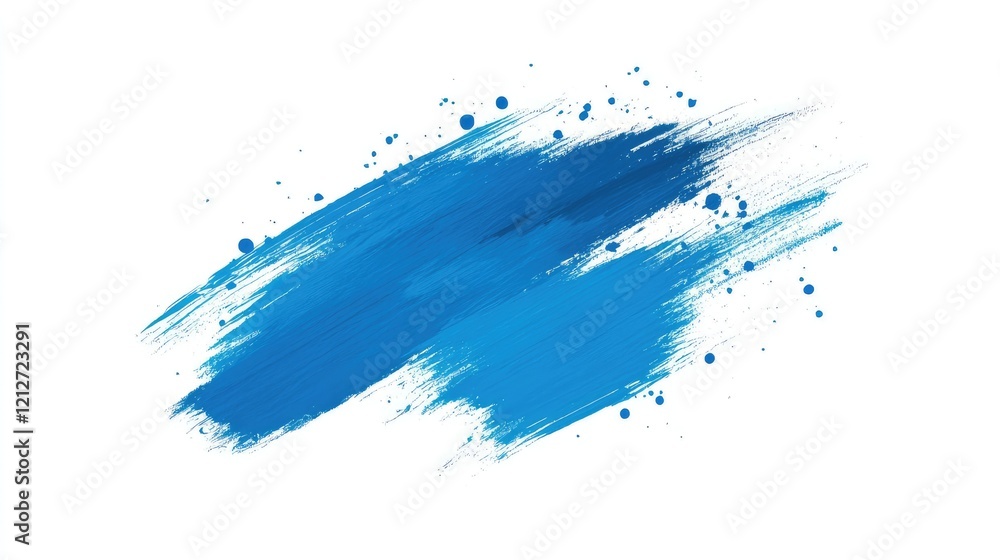 Aufkleber vibrant azure blue paint strokes with splatters on a clean white background ideal for artistic and m
