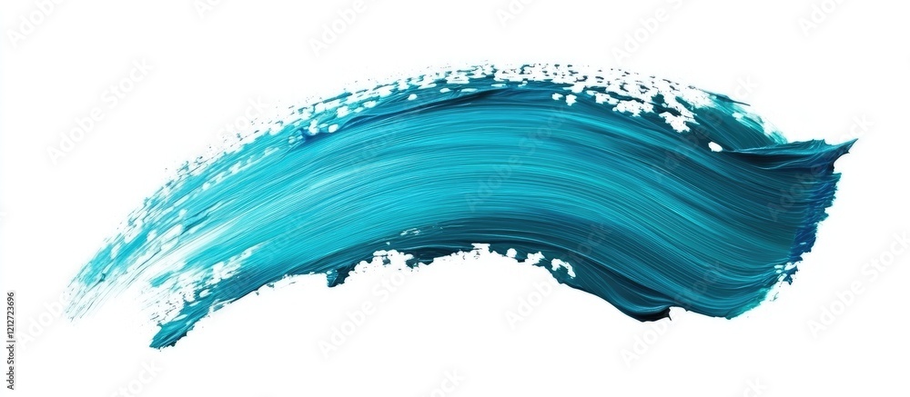 Aufkleber Vibrant teal and turquoise oil paint brushstroke texture on white background ideal for creative design and artistic projects with ample empty space for text