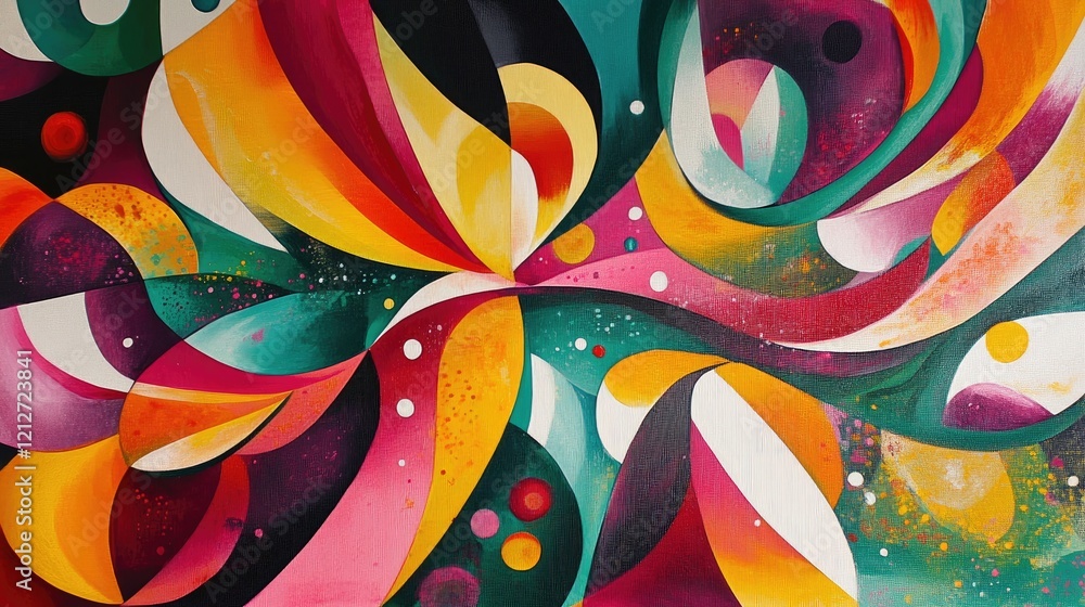 Aufkleber colorful abstract artwork featuring dynamic shapes and fluid patterns in bold hues