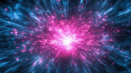 Fototapeta premium A burst of neon pink and blue light effects 