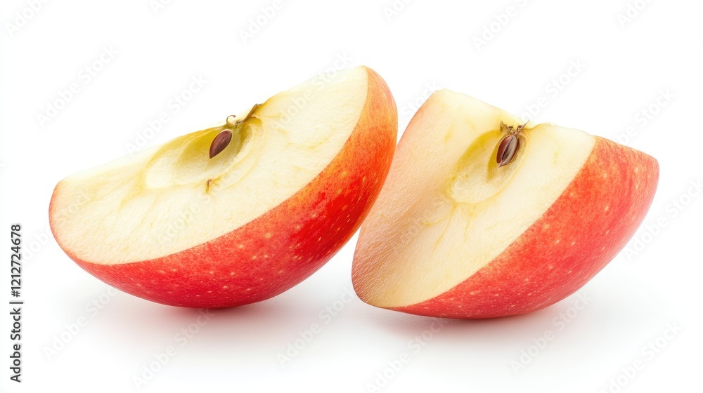 Poster fresh red apple slices isolated on a clean white background showcasing vibrant colors and textures i