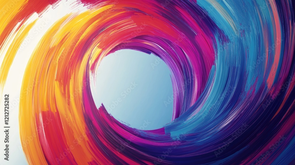 Poster colorful abstract swirl artwork featuring dynamic brush strokes and vibrant hues creating a sense of