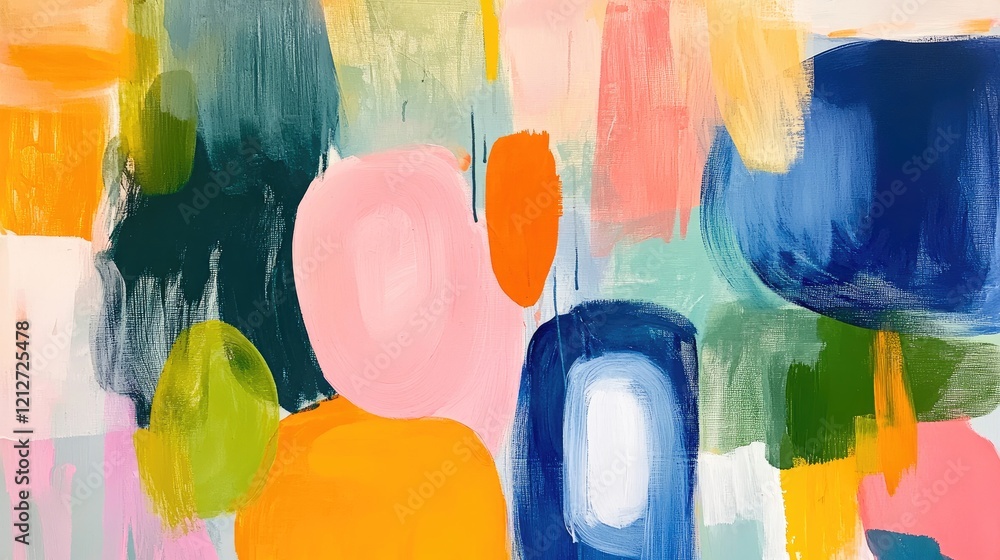 Aufkleber Vibrant Abstract Art Featuring Dynamic Brush Strokes and Colorful Shapes for Creative Spaces