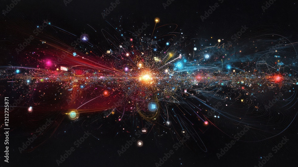 Poster Digital Galaxy Network Data Visualization Abstract
