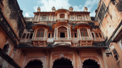 Ornate Indian Palace Architecture Detailed Facade
