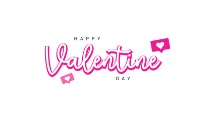 Happy Valentine Day Banner, Valentine's Day Text with Pink Heart on Background
