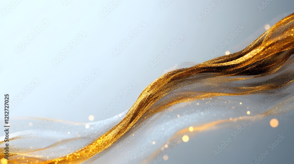 Poster elegant flowing gold wave with soft bokeh background effect