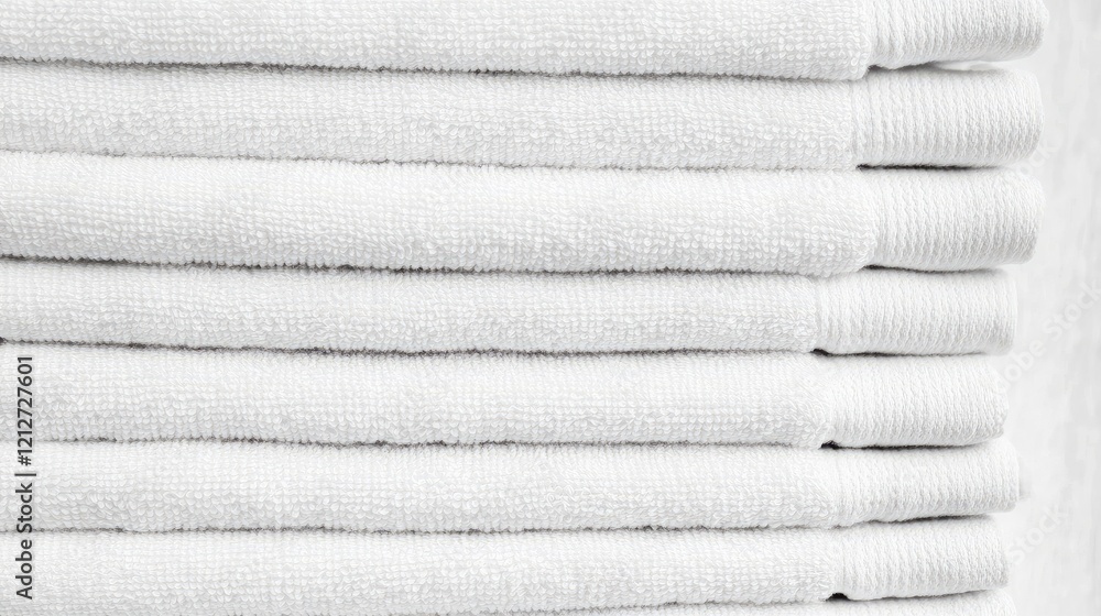 Aufkleber Vertical stack of pristine white cotton bath towels ready for customization in a mockup template for print design applications