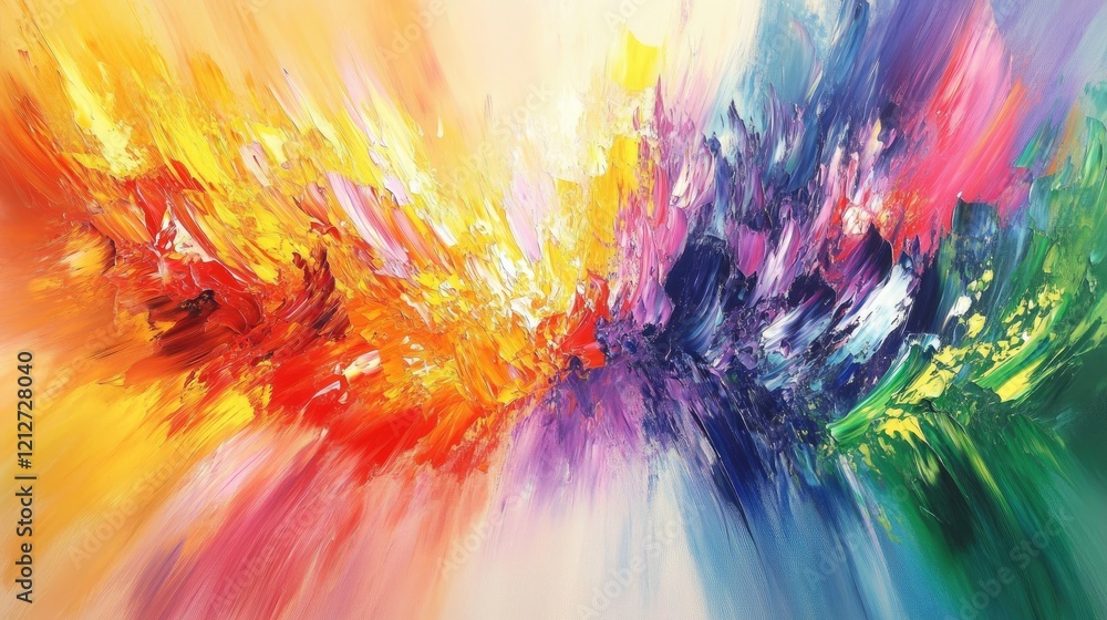 Aufkleber Dynamic abstract canvas artwork featuring bold brush strokes and a vivid color palette creating a sense of movement and energy.