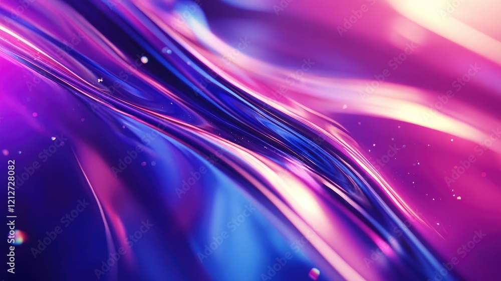 Fototapete Vibrant abstract background with flowing waves and colorful bokeh lights creating a dynamic and dreamy visual effect