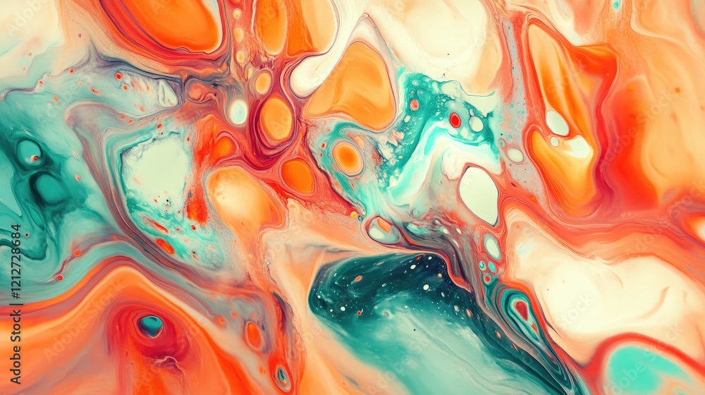 Aufkleber vibrant abstract digital artwork featuring a dynamic blend of colors in fluid shapes and textures fo