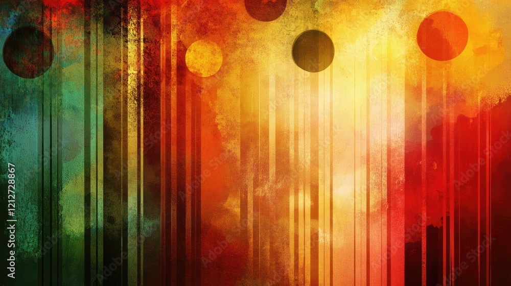 Aufkleber Colorful abstract composition with bold shapes and textured layers creating a dynamic and vibrant visual experience on canvas