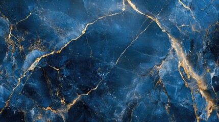 Deep Blue Marble Texture with Golden Veins Ideal for Elegant Product Display Background. Rich Colors and Intricate Patterns for Premium Aesthetic.