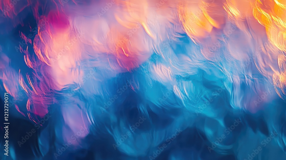 Aufkleber vibrant blue and orange abstract digital background with soft blurred lights in a colorful gradient 