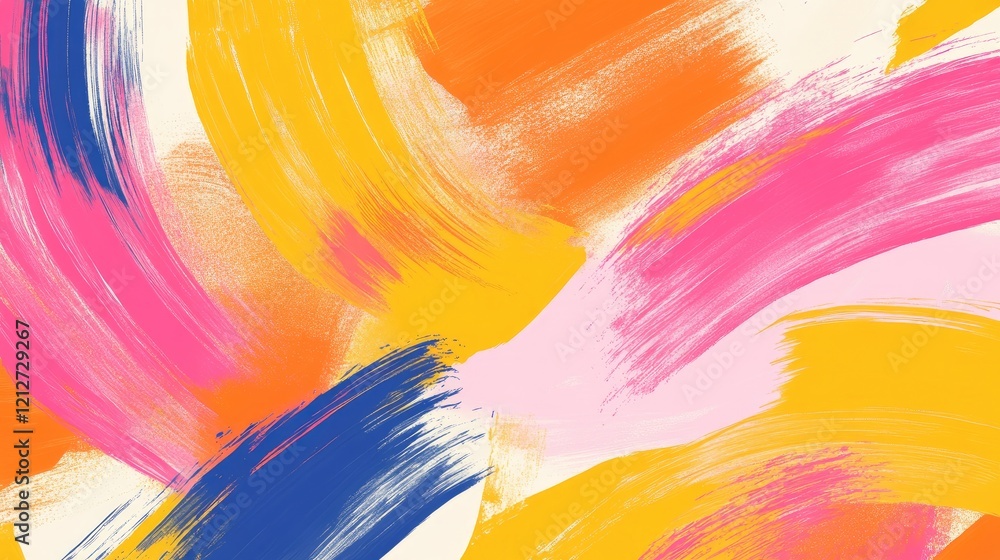 Aufkleber colorful abstract background with dynamic brushstrokes in vibrant shades of orange pink and yellow c