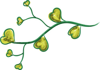 illustration of a green leaf hand drawn watercolor isolated on white