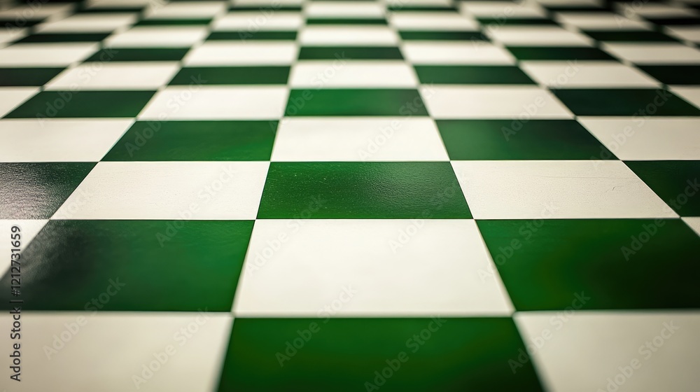 Poster checkerboard pattern in vivid green and white reflecting innovation and progress in modern design
