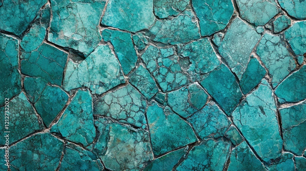 Poster Turquoise Mosaic Tile Background with Abstract Texture Suitable for Creative Design and Decoration Projects