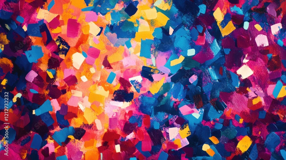 Poster colorful abstract background featuring dynamic confetti elements in vibrant hues creating an energet