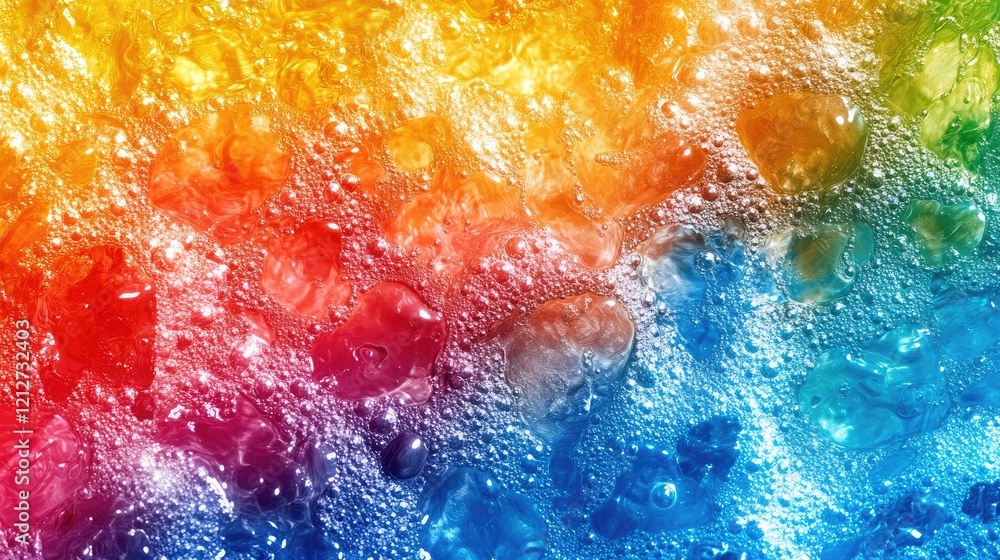 Aufkleber rainbow colored water surface with bubble texture for abstract backgrounds