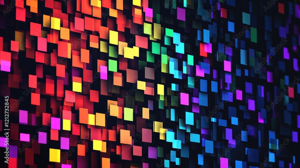 Poster dynamic color pixel mosaic banner on dark background showcasing modern virtual design potential and 