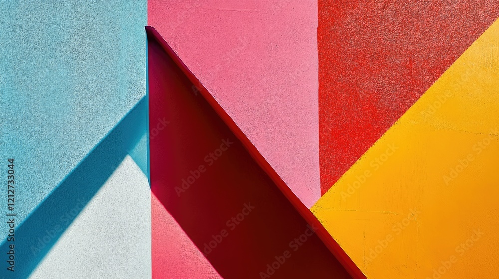 Aufkleber contemporary abstract colorful wall art with geometric shapes and shadows for modern design projects