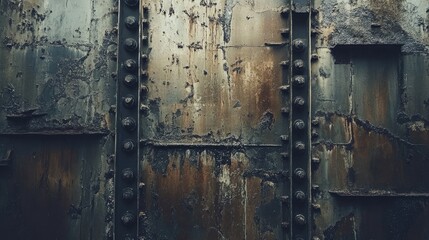 Rustic vintage rusted steel sheet background with weathered textures and industrial details for creative design projects