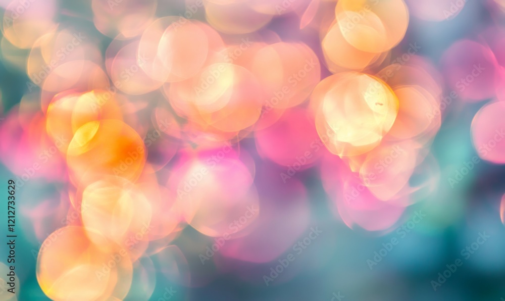 Poster muted colors of a sunrise blending into the clouds creating an abstract bokeh effect that captures t
