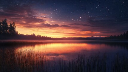 Fototapeta premium Under a shimmering sky, the starlight weaves your face into the fabric of the cosmos, a magical thought.