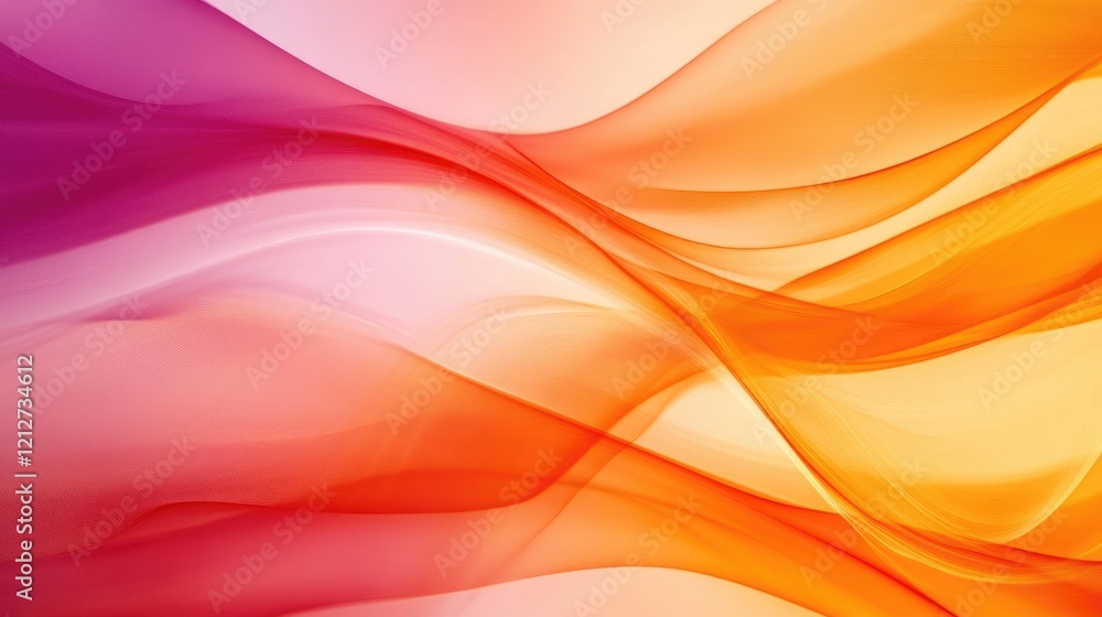 Poster Colorful flowing abstract waves background with soft gradients in warm tones for artistic and design purposes.