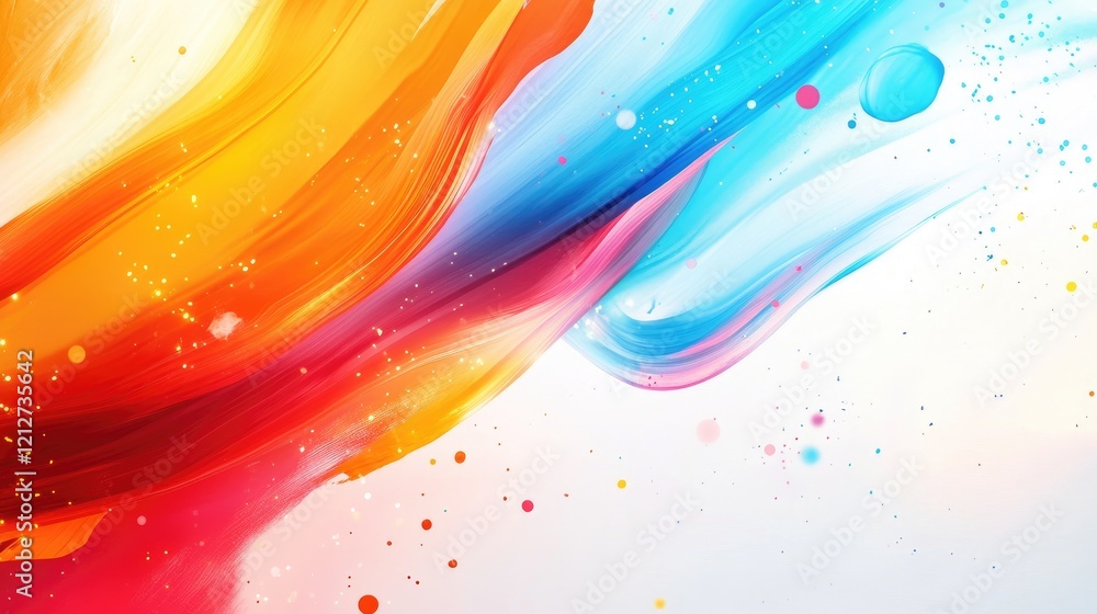 Aufkleber colorful abstract art design featuring dynamic paint splatters and fluid brush strokes on a bright b