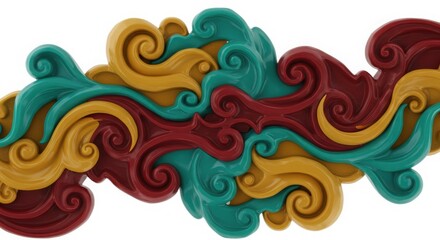 Fototapeta premium Abstract Swirls of Color: A captivating abstract image featuring vibrant swirls in teal, burnt orange, and deep red, creating a dynamic and visually striking design.