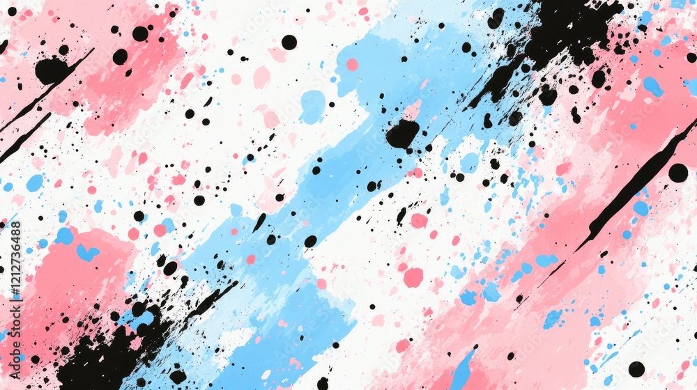Poster Abstract digital art with dynamic splashes of pink blue and black for creative designs and backgrounds showcasing vibrant color contrast