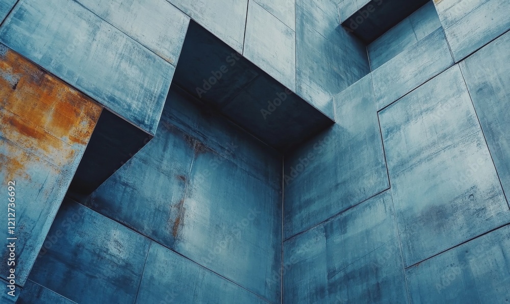 Poster overhead view of the same aluminium sheet background with a hint of rust on it, modern architecture,