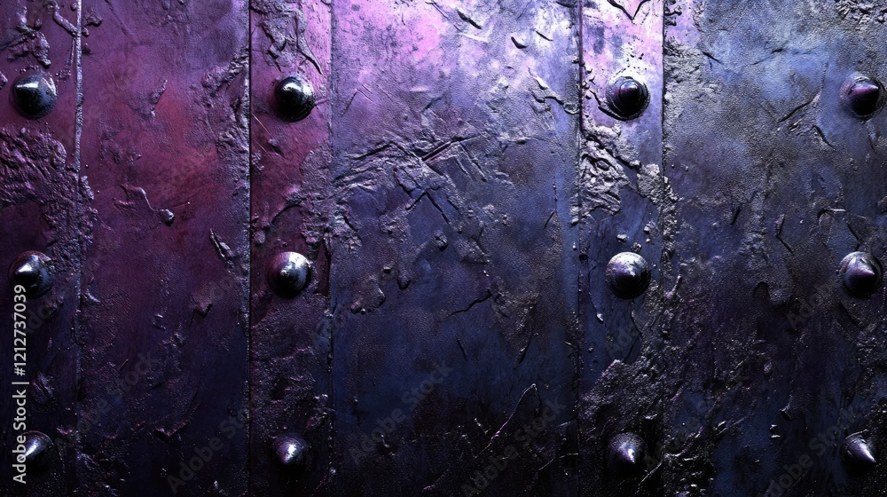 Poster violet metallic texture with rivets creating a striking industrial background design for various cre