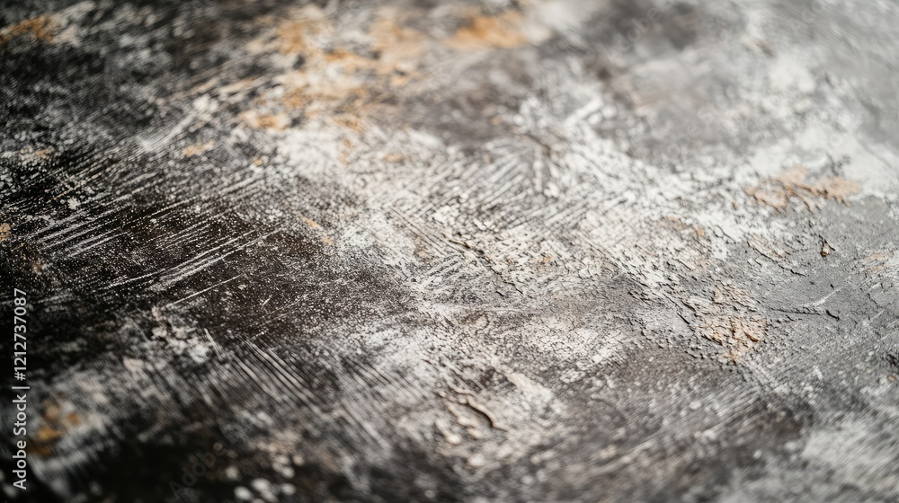 Aufkleber close up of scratched and worn rusty surface in muted gray and brown tones with textured marks ideal