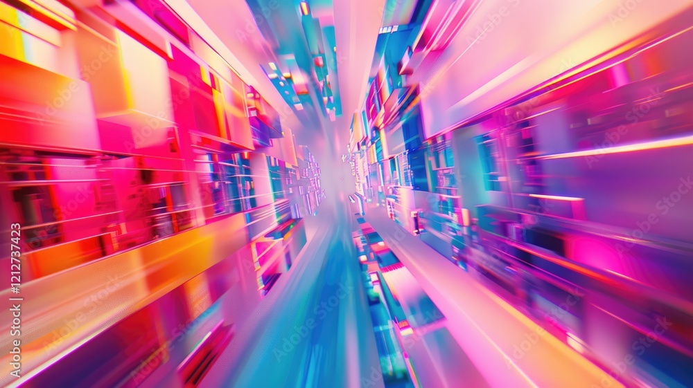 Poster this vibrant abstract image showcases colorful movement in a futuristic sci-fi style. perfect for ba