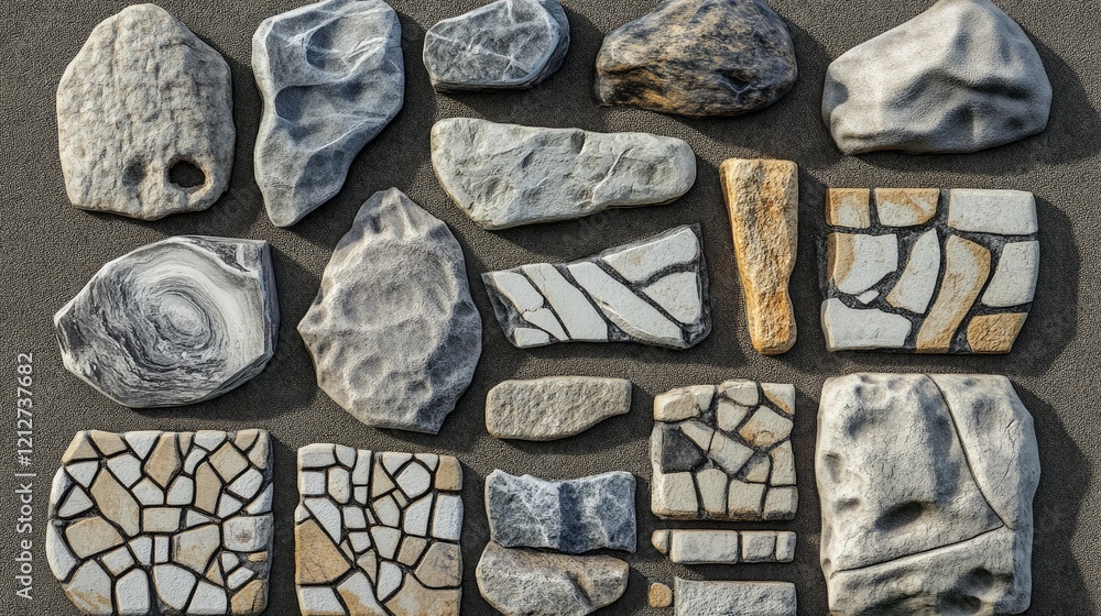 Aufkleber textured vintage stones displaying intricate natural patterns for backgrounds or design elements in 