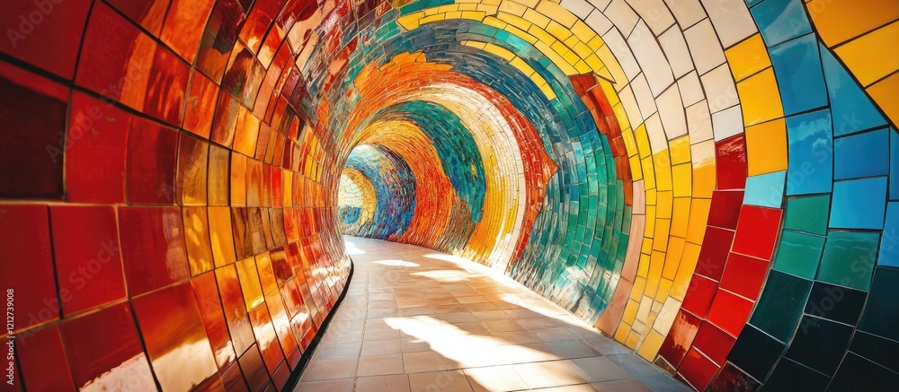 Aufkleber colorful mosaic tiles creating a captivating tunnel effect with artistic architectural design and vi