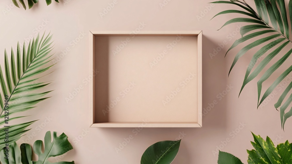 Poster Empty frame surrounded by tropical leaves creating relaxing atmosphere
