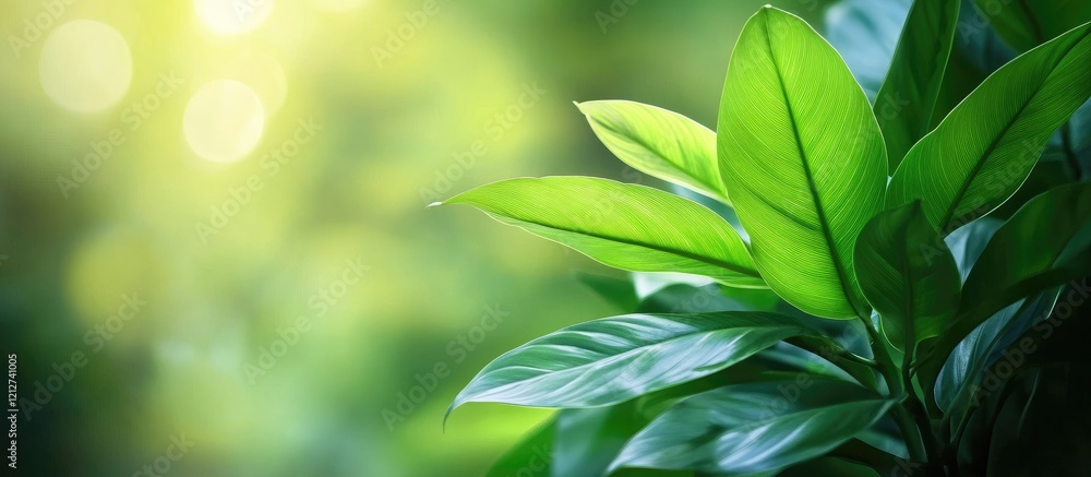 Aufkleber lush green tropical leaves creating a calming atmosphere with soft background for text overlay and n