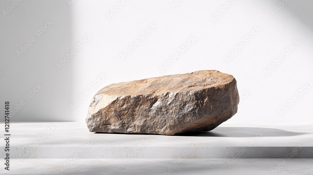 Poster Empty stone podium displaying minimalist product placement with dramatic lighting