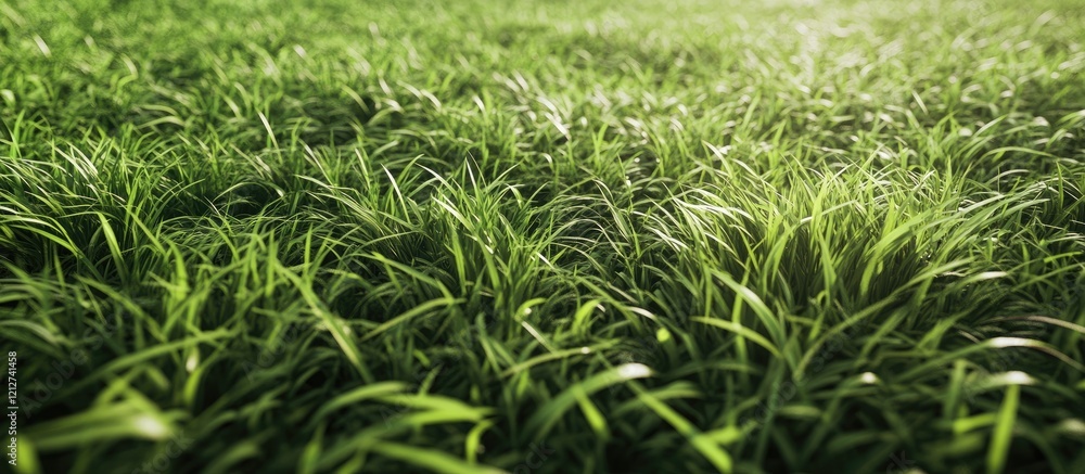 Aufkleber lush green grass in a sunlit spring meadow with vibrant blades and soft focus creating a natural bac