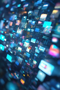 A computer screen with many different colored squares and rectangles