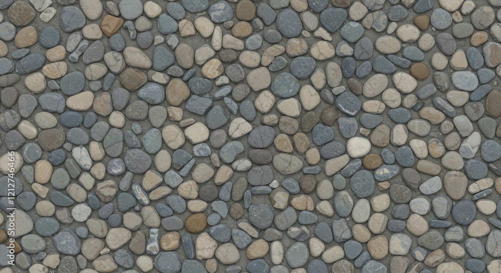 Poster stone pebble texture: a close-up shot of a textured stone pebble pathway, featuring a natural arrang